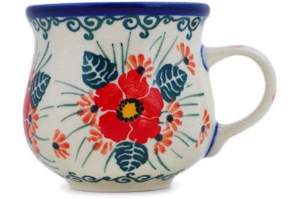 Espresso Cup 2 oz Pink Forget Me Not Theme UNIKAT