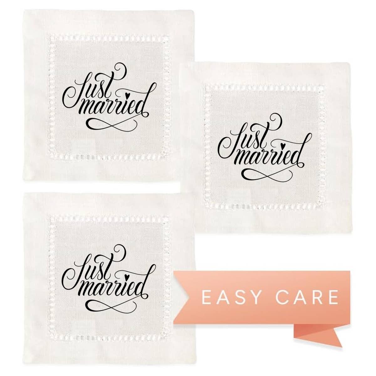 Hemstitch Napkins - Just Married