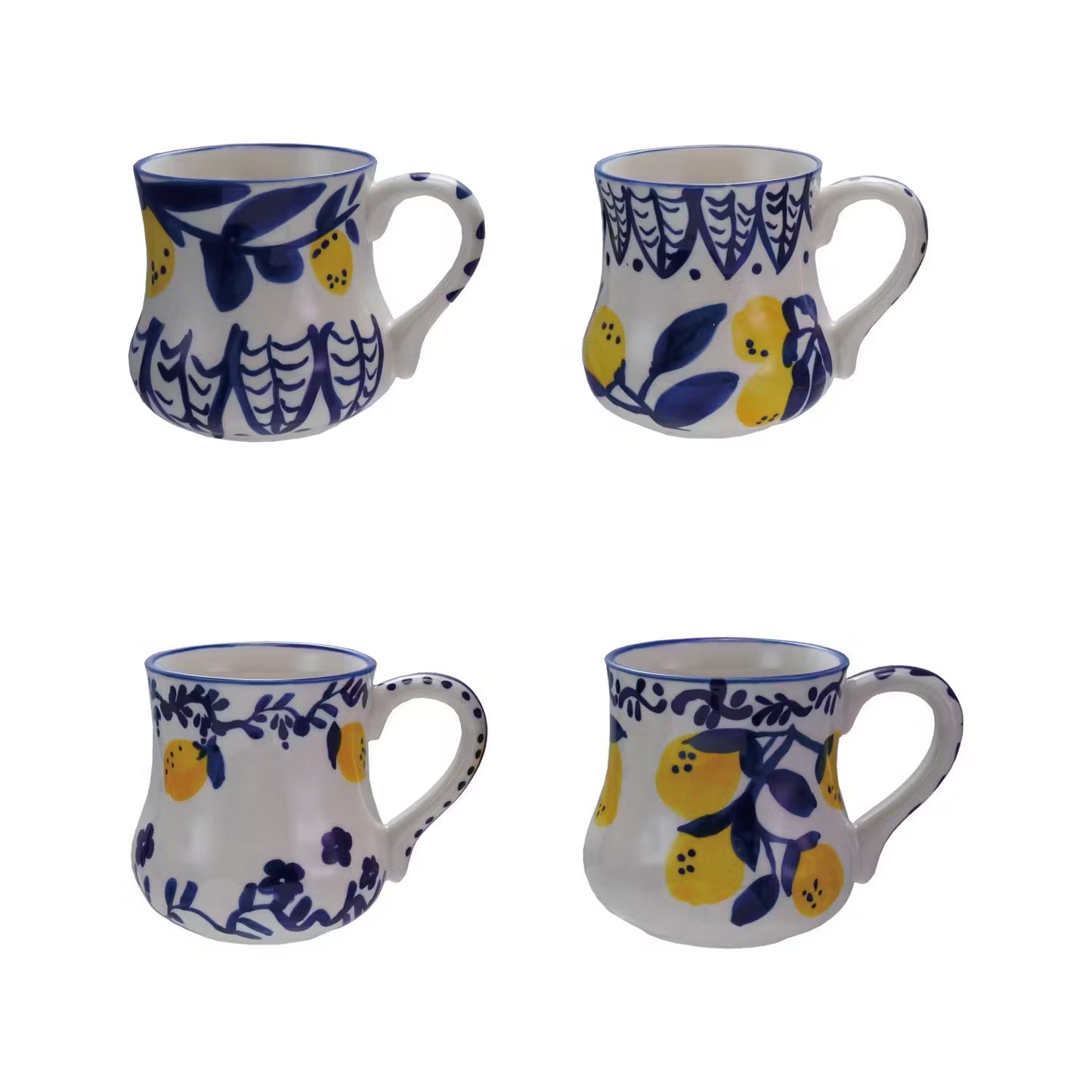 Hand-Painted 16 oz. Stoneware Lemon Mug