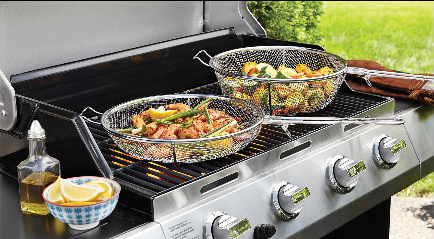 Jumbo Grill Basket with Removable Handles, Stainless Steel