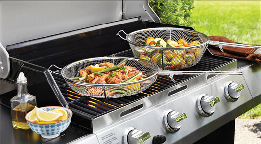 Jumbo Grill Basket with Removable Handles, Stainless Steel
