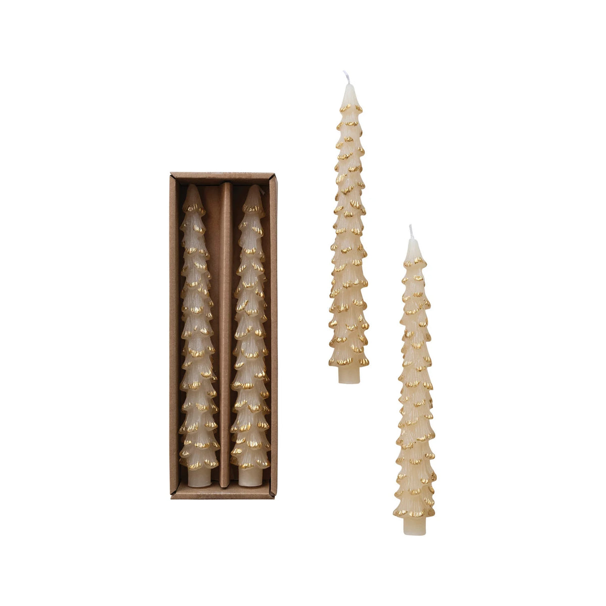Unscented Tree Shaped Taper Candes in Box, Set of 2