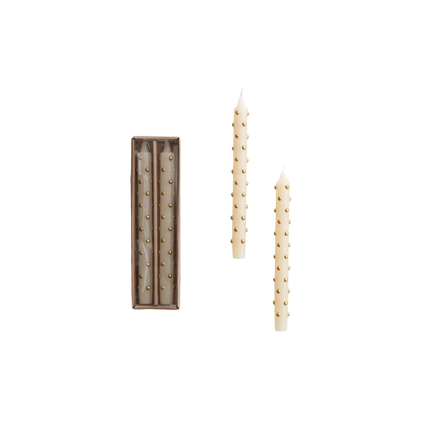 Unscented Taper Candles with 3D Dots in Box, Set of 2