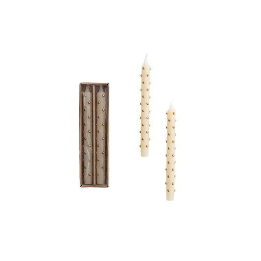 Unscented Taper Candles with 3D Dots in Box, Set of 2