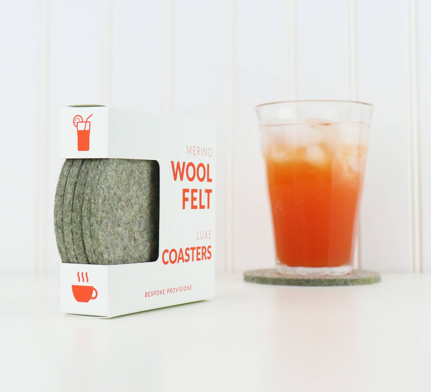 Wool Felt Coasters : Light Heather Grey