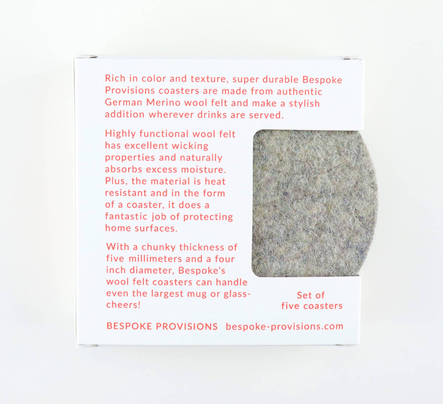 Wool Felt Coasters : Light Heather Grey