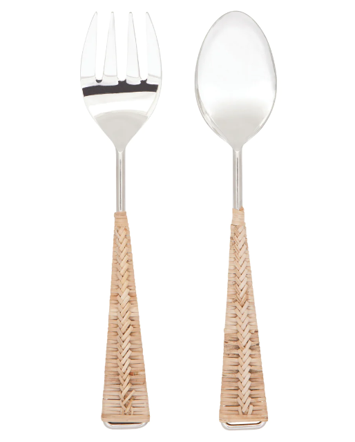 Steel Rattan Salad Servers Set of 2
