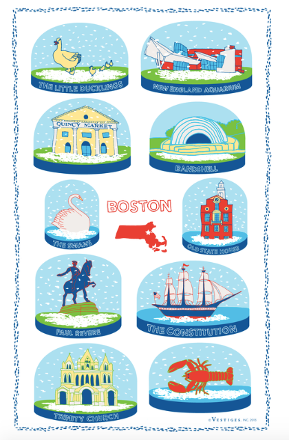 Boston Snow Globe Kitchen Towel