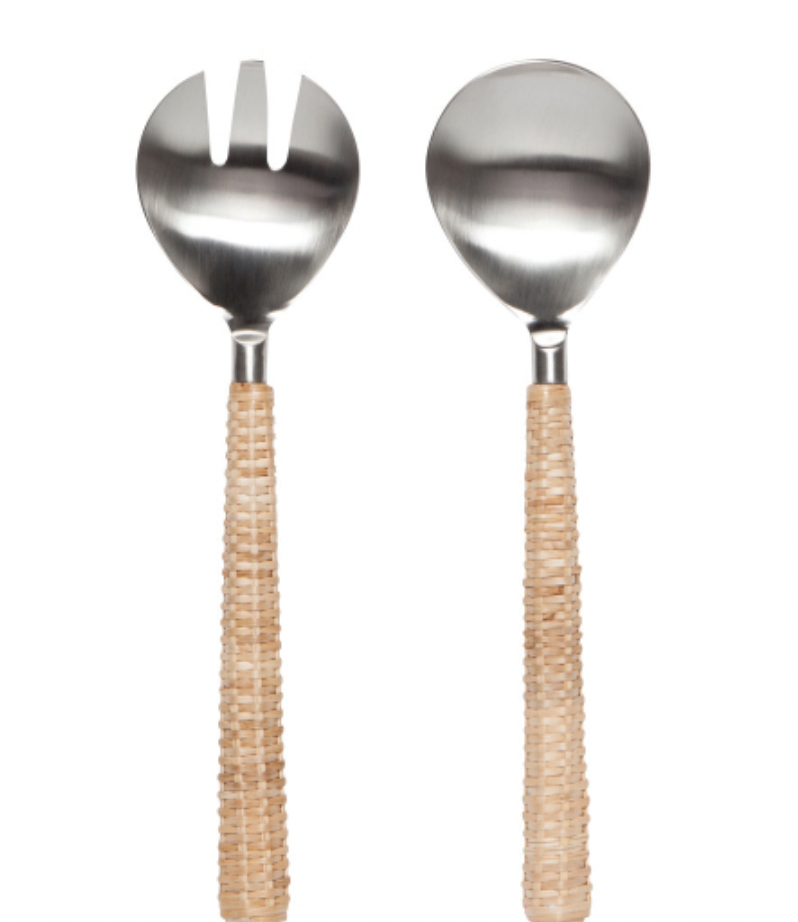 Steel Rattan Salad Servers Set of 2 - Thumbnail 2
