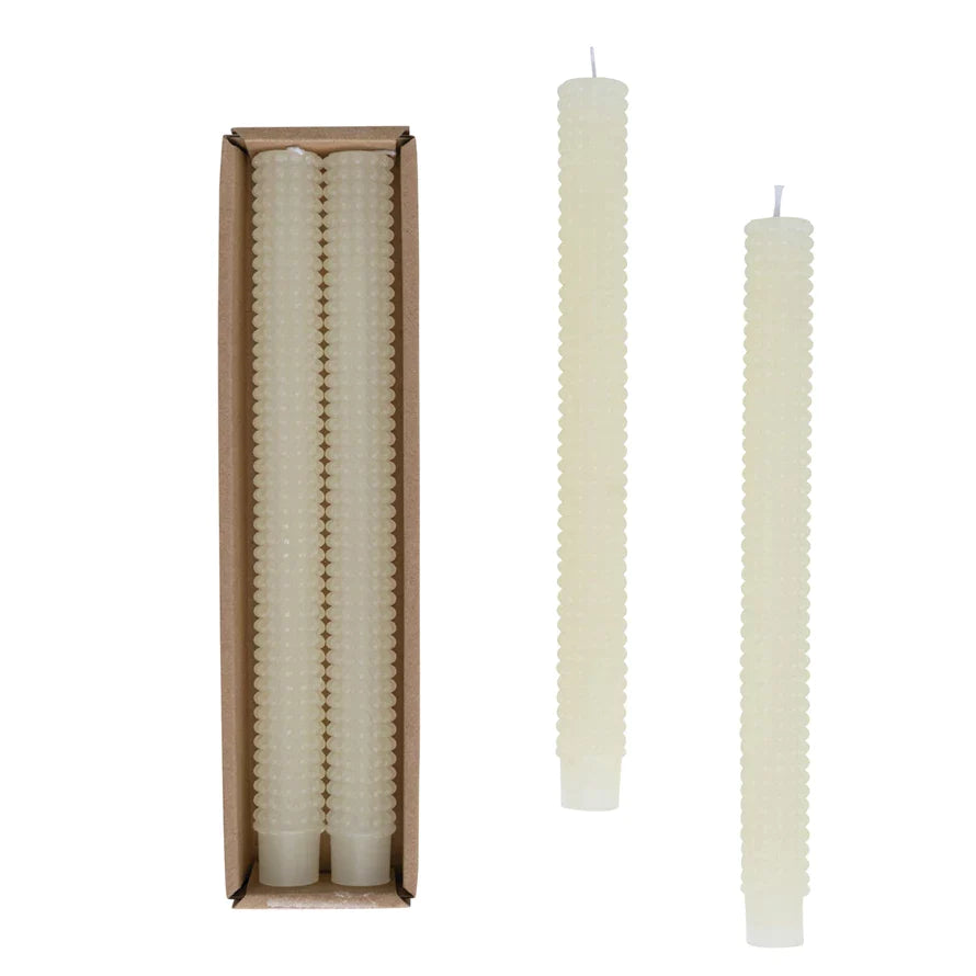 10"H Unscented Hobnail Taper Candles