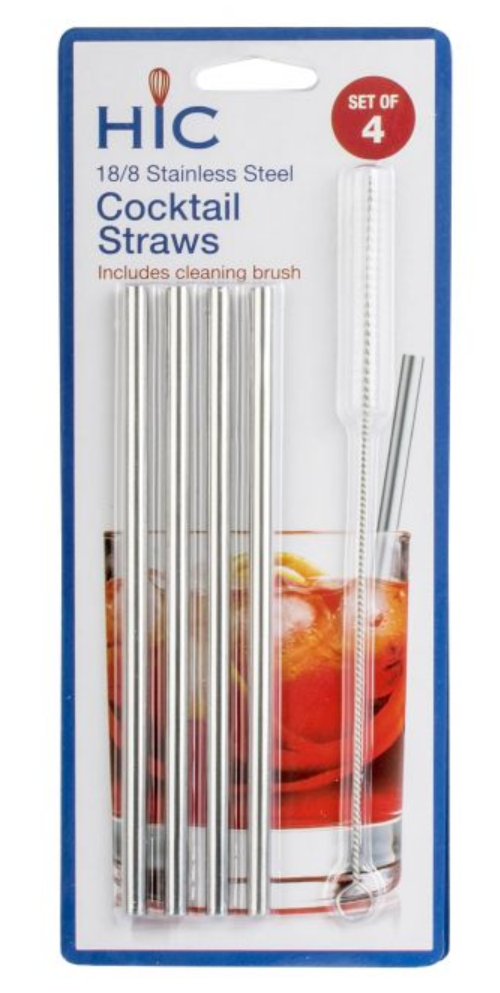 Cocktail Straw with Brush (Stainless Steel)