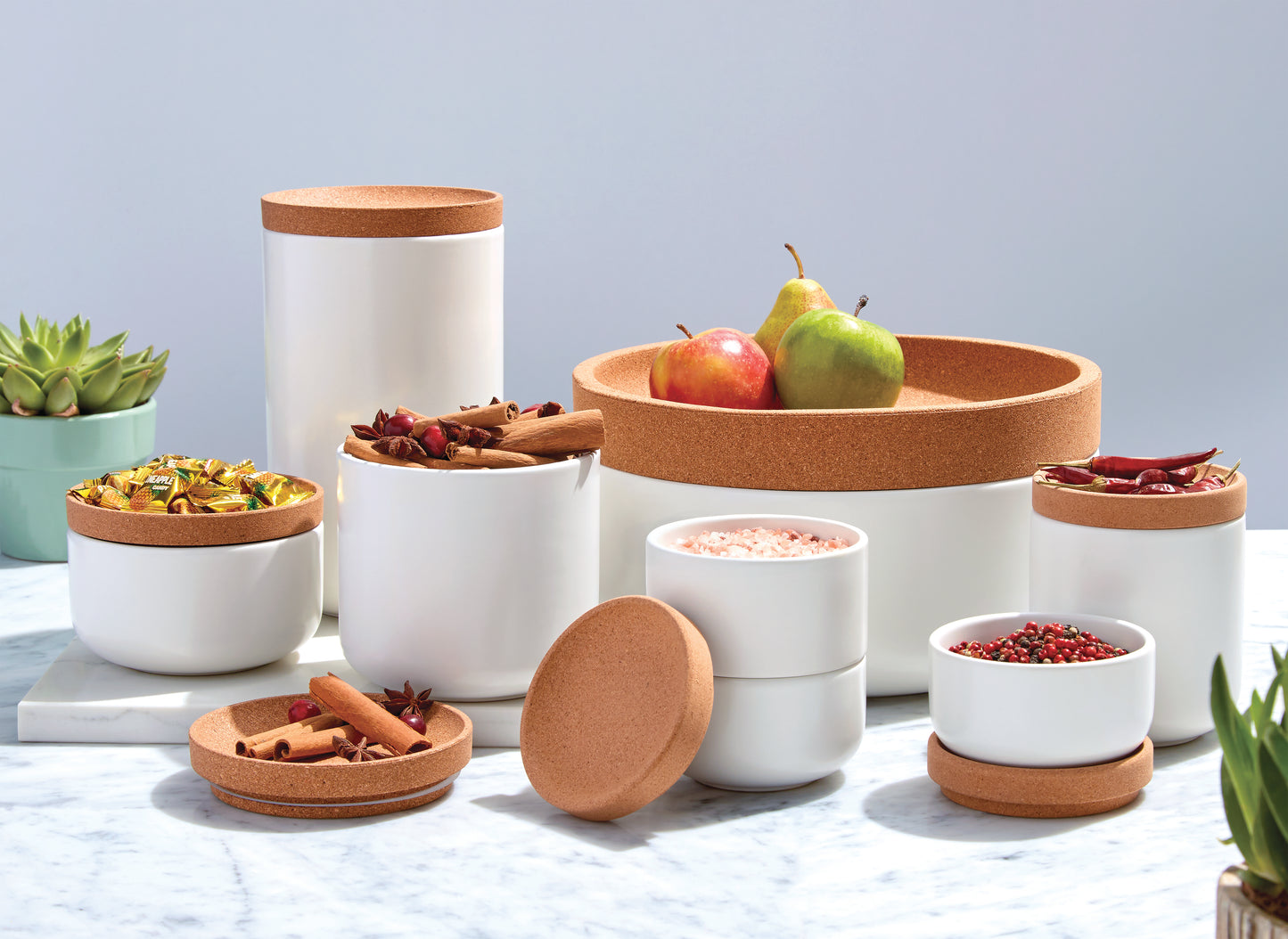 Kamenstein Ceramic and Cork Canisters
