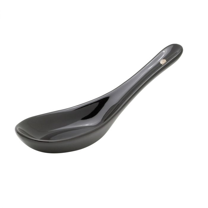 Chinese Soup Spoon, Black Porcelain - Helen's Asian Kitchen