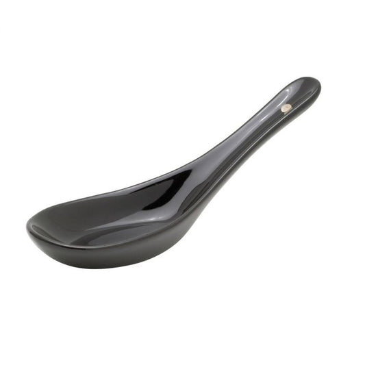 Chinese Soup Spoon, Black Porcelain - Helen's Asian Kitchen